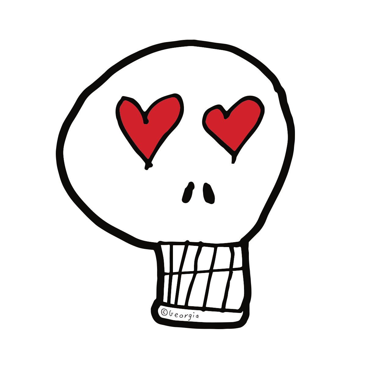 Die Cut Skull Heart Eyes Sticker