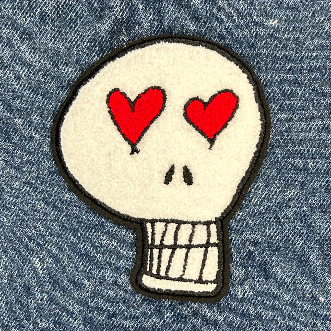 Heart-Eyes Skull Chenille Patch