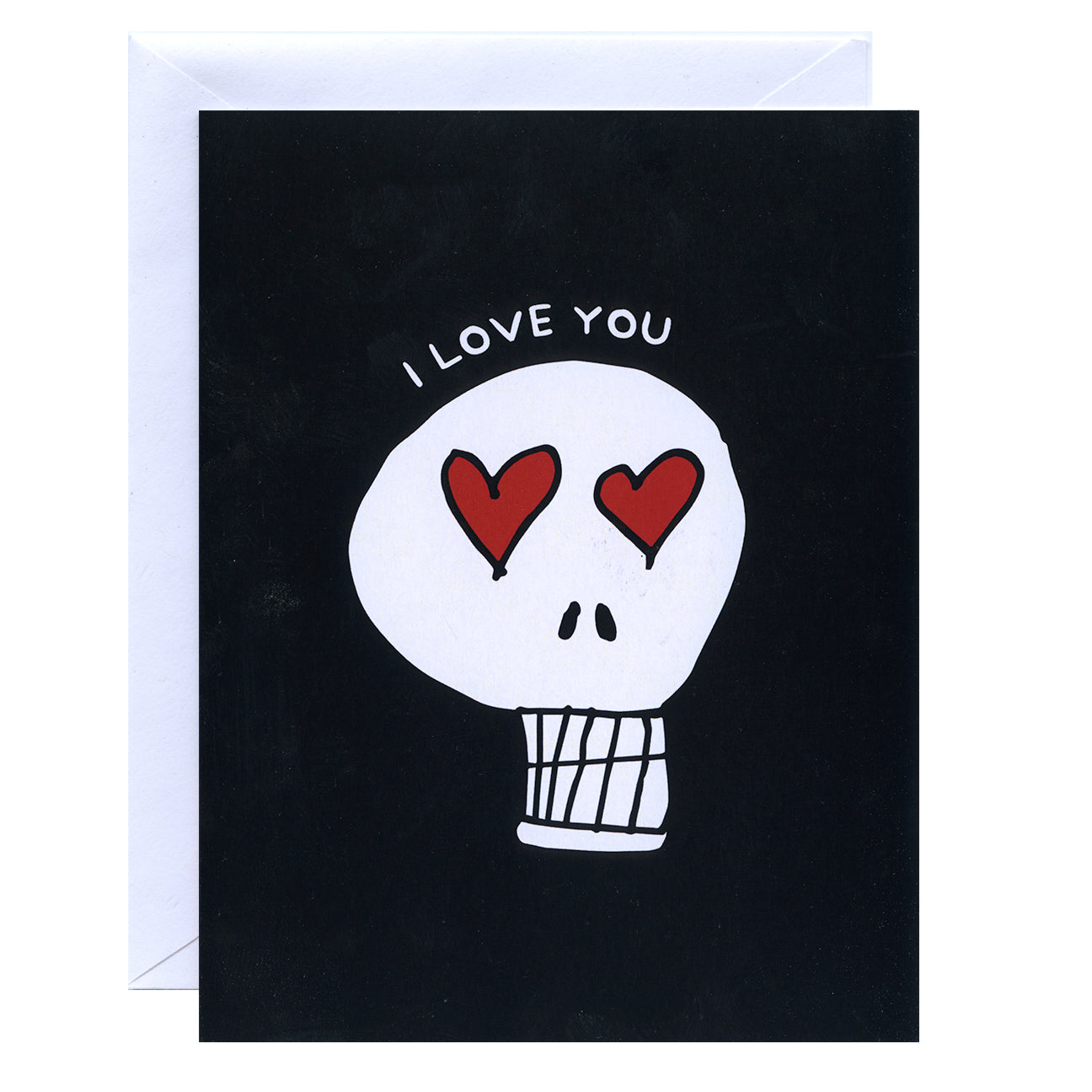 Valentine's Day Greeting Card I Love You with Skull with heart eyes.
