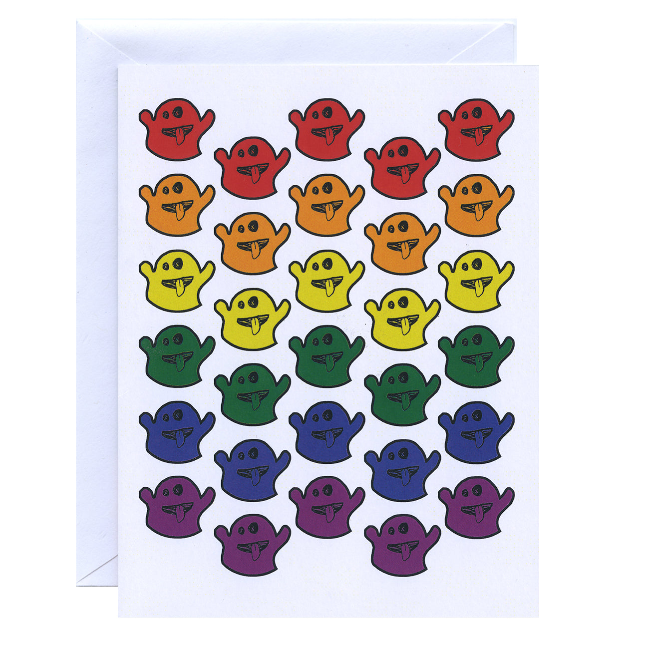 Rainbow ghost patterned greeting card.