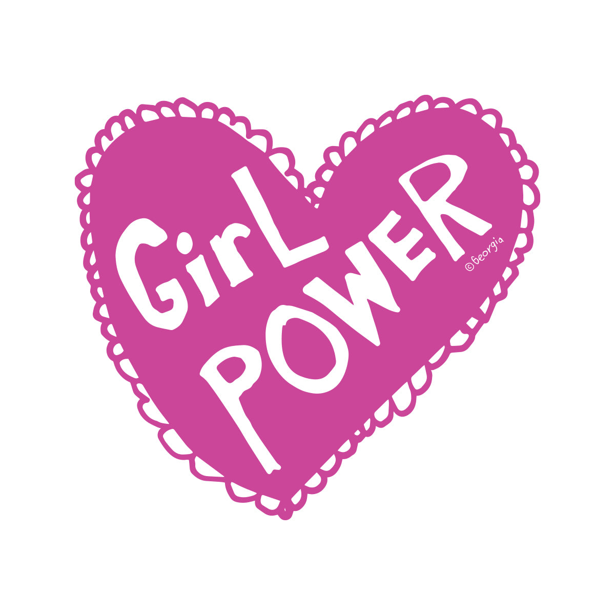 Girl Power Sticker in pink heart style.