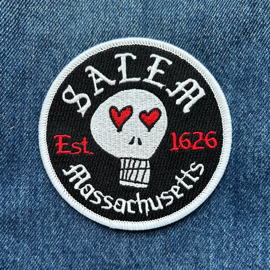 Salem, Massachusetts Circle "Heart Eyes Skull" Patch