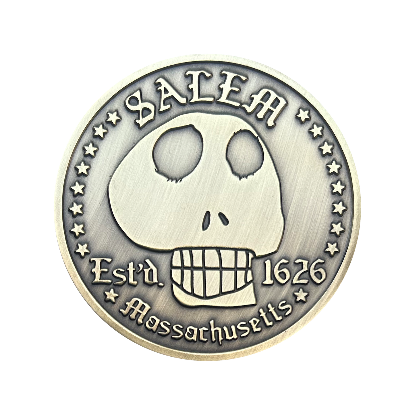 Salem, Massachusetts "Skull" Est'd. 1626 Antique Bronze Magnet
