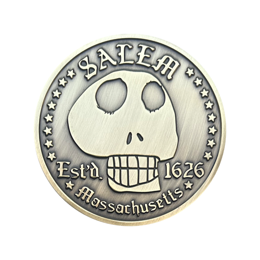 Salem, Massachusetts "Skull" Est'd. 1626 Antique Bronze Magnet