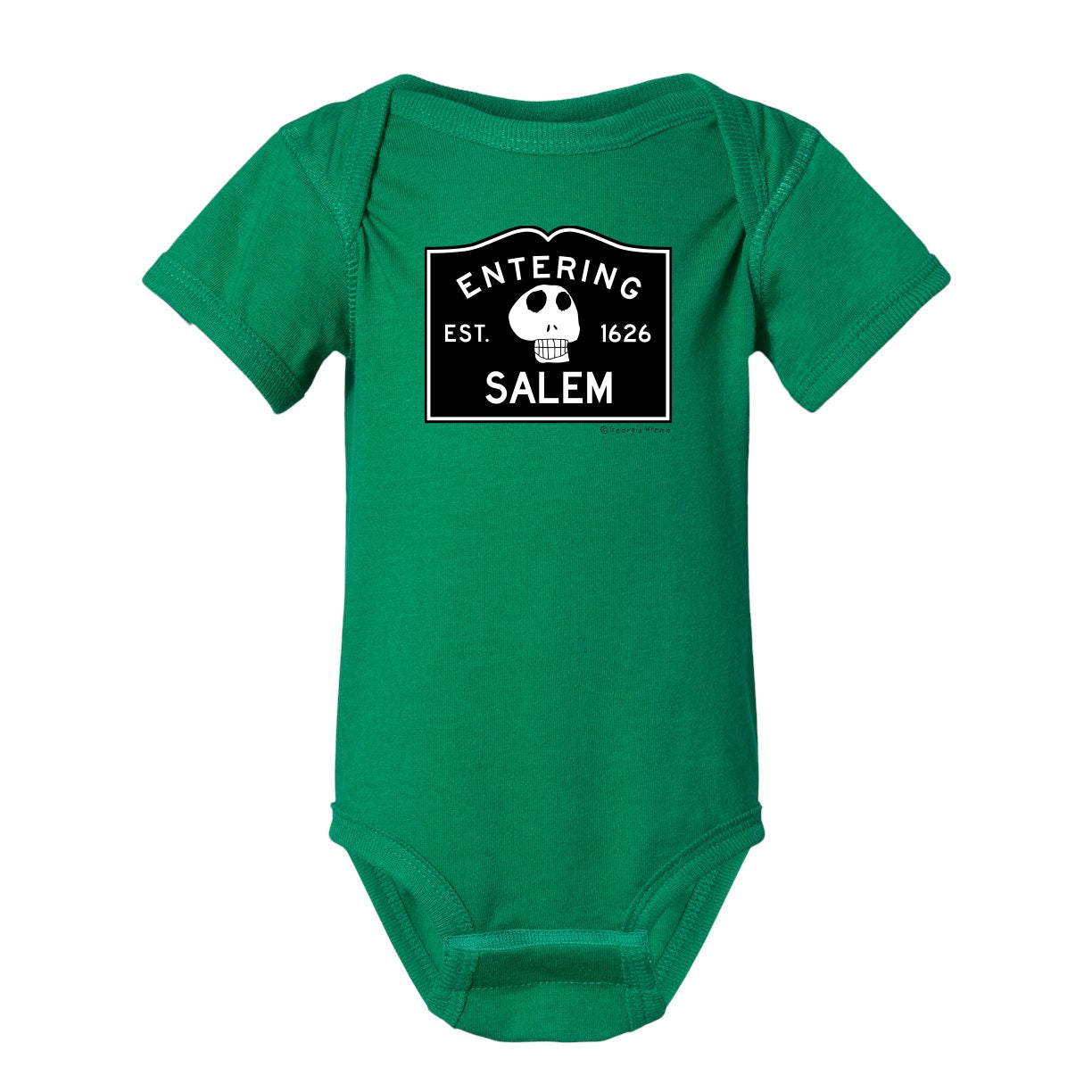 "Entering Salem" Baby Onesie (Green)
