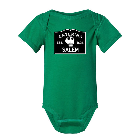 "Entering Salem" Baby Onesie (Green)