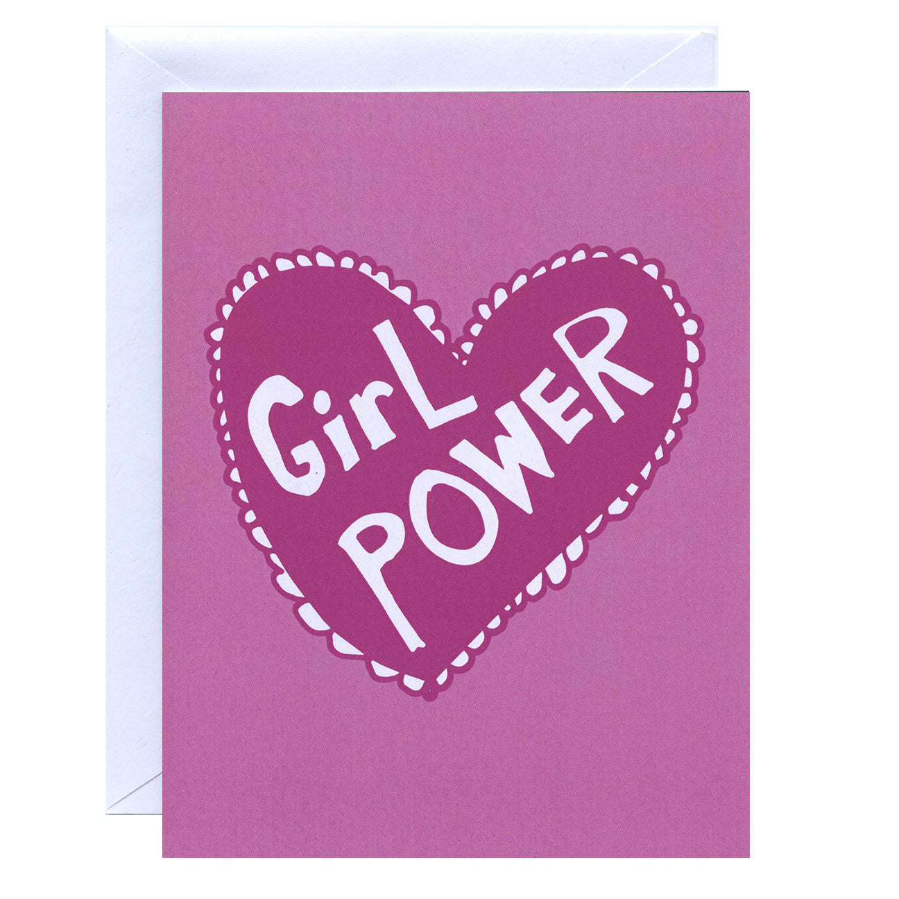 Pink girl power greeting card with heart
