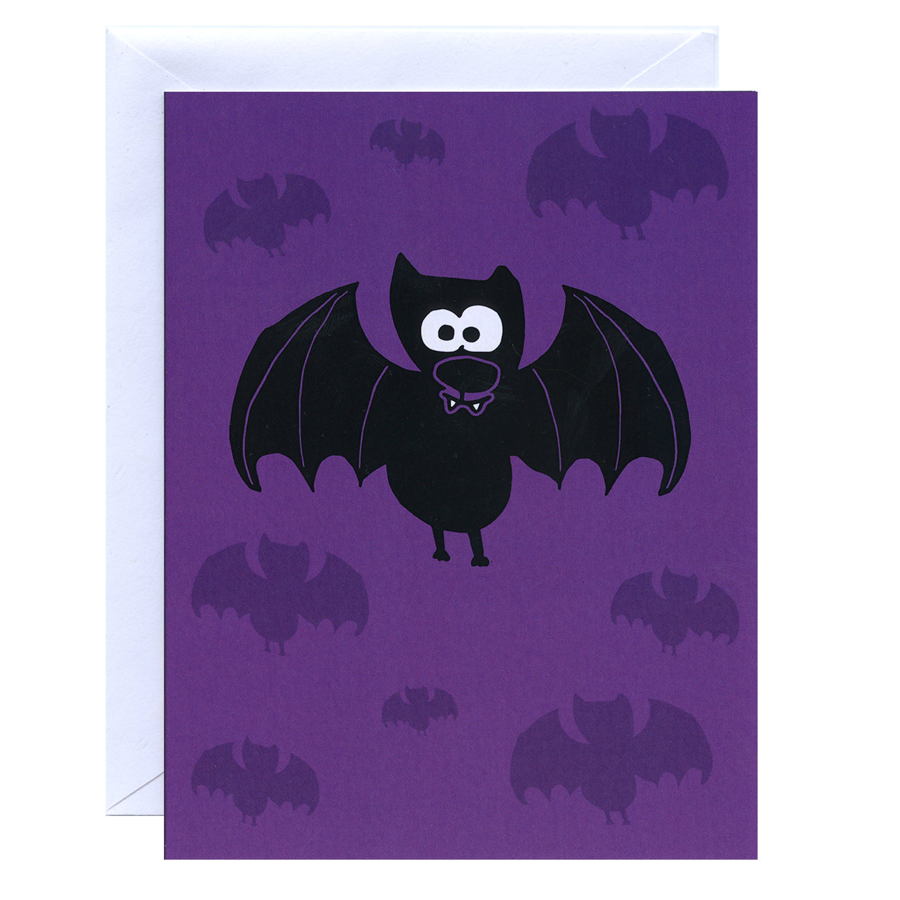 Vampire bat on a purple greeting card