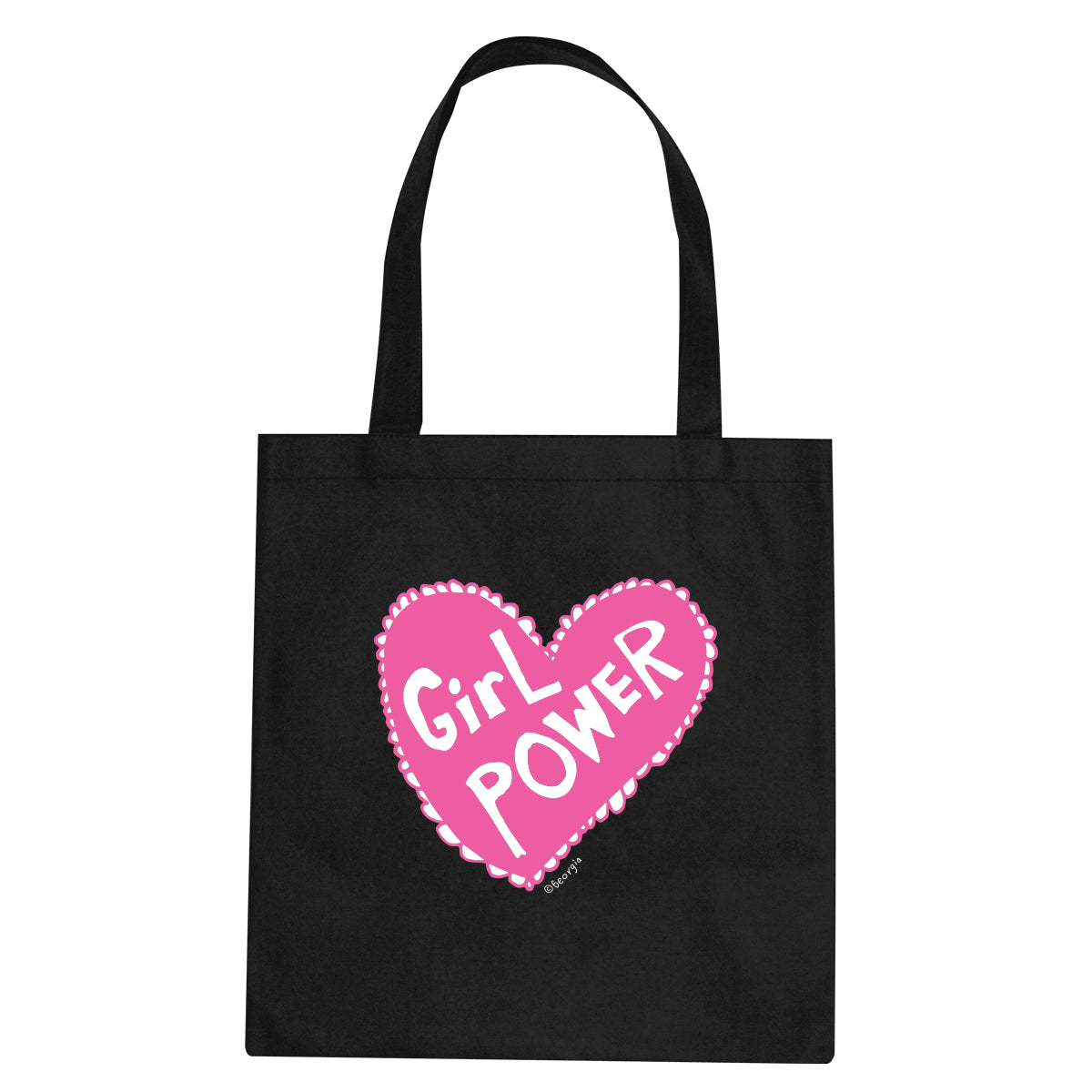 Black girl power tote bag with pink heart