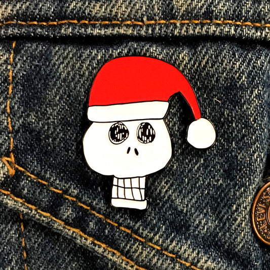 Santa Hat Skull Enamel Pin