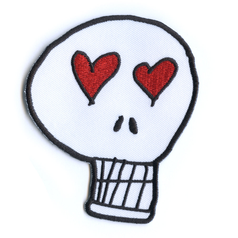 Heart Eyes Skull Embroidered Patch
