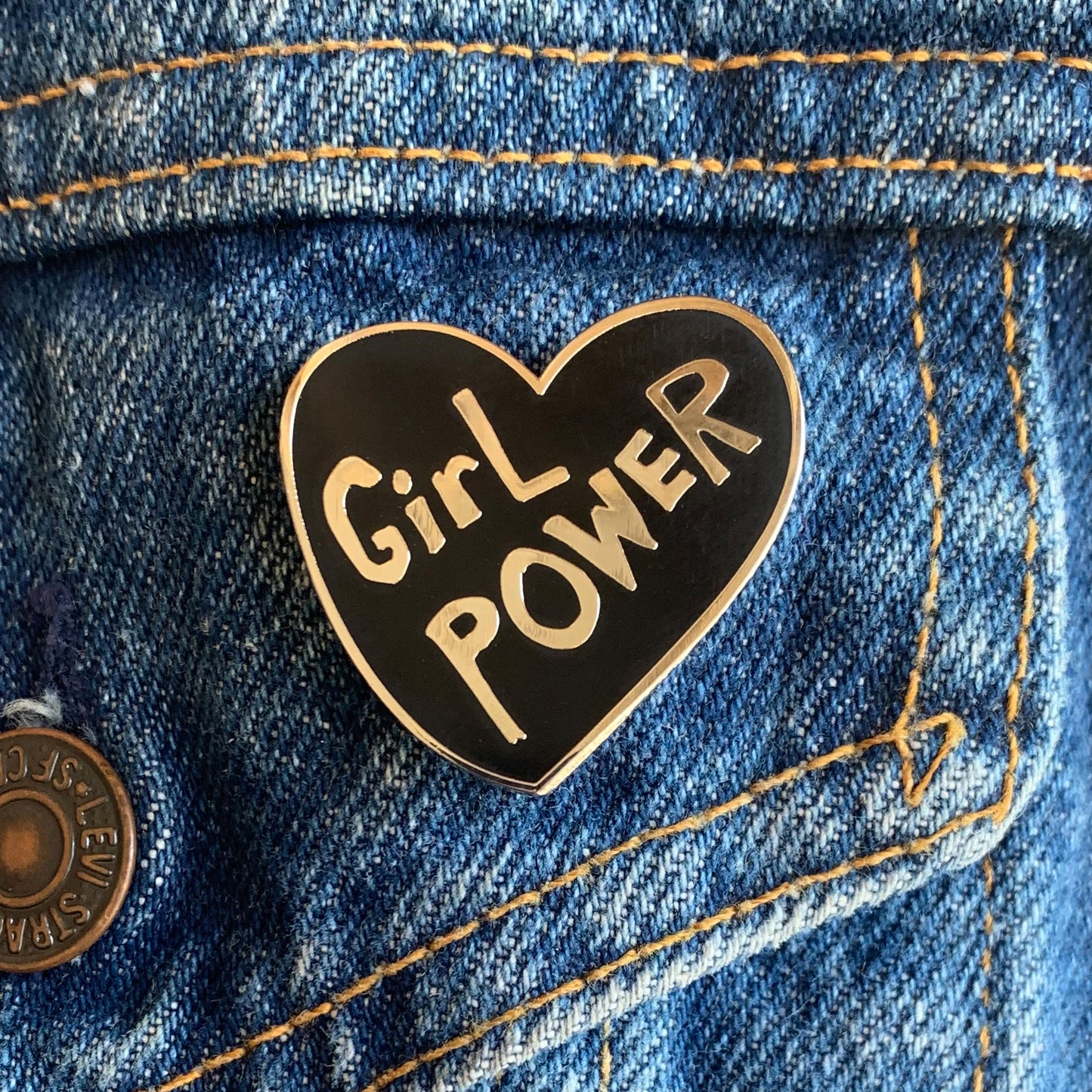 Girl Power Heart Enamel Pin