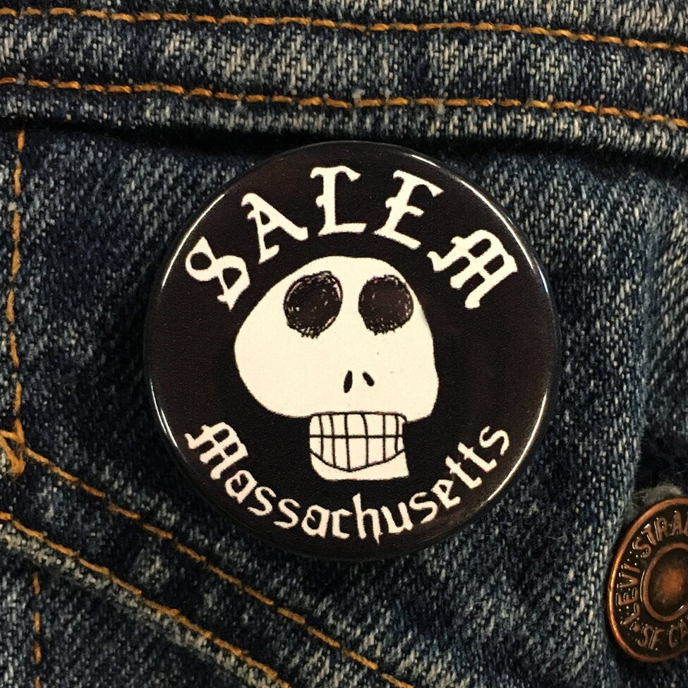 Salem, Massachusetts Skull 1.5" Button