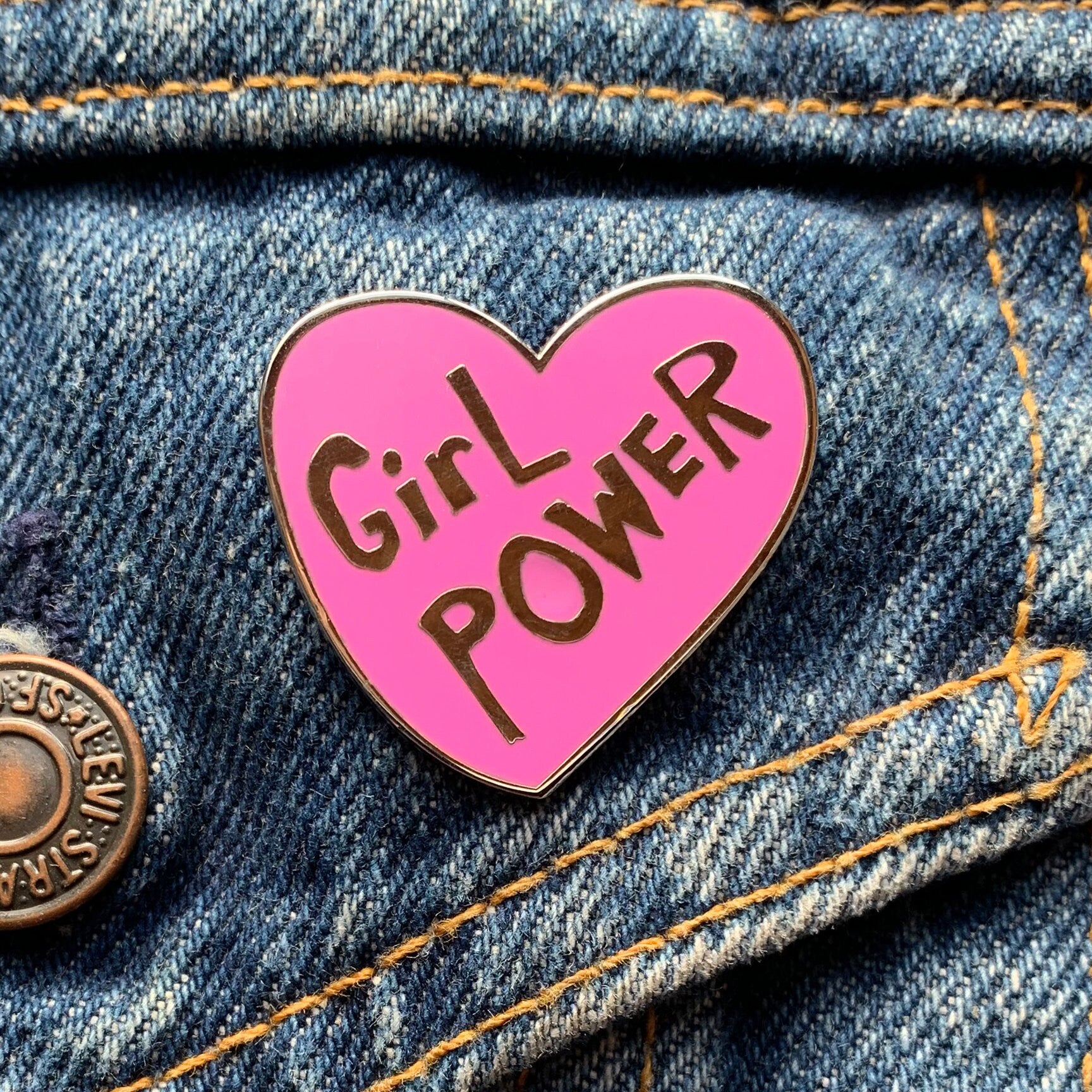 Girl Power Heart Enamel Pin